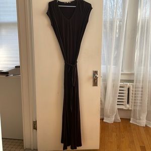 Brown v neck maxi dress with removable tie